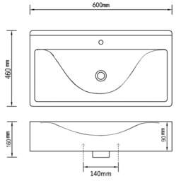 Rackhams Rectangular Ceramic Basin Sink White with Faucet Hole 60x46 cm - thumbnail 6
