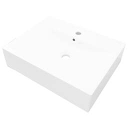 Rackhams Rectangular Ceramic Basin Sink White with Faucet Hole 60x46 cm - thumbnail 2