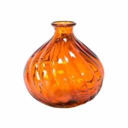 Rackhams Verano Recycled Glass - Ola Round Vase - Orange - Recycled Glass