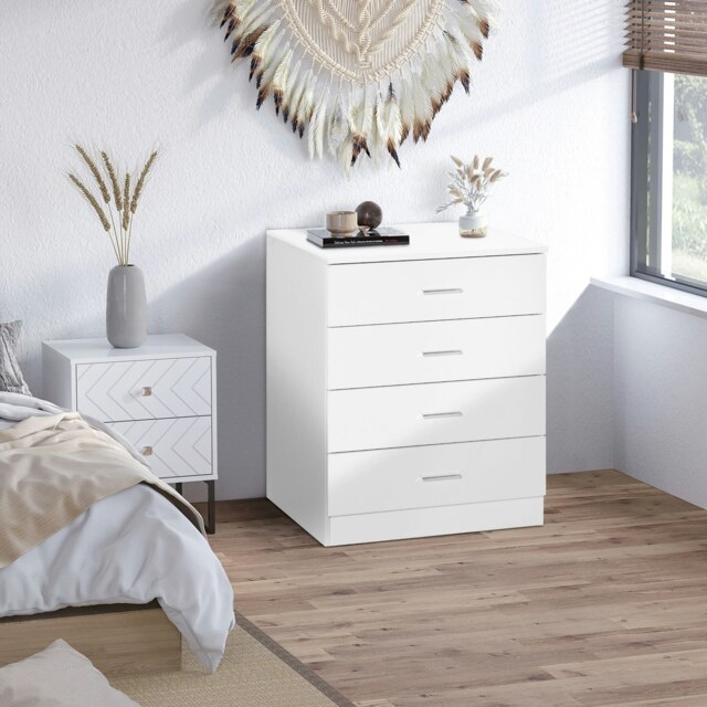 Rackhams Storage Cabinet Vertical Drawer Chest of 4 w/ Metal Rails Anti-Tip - image 1