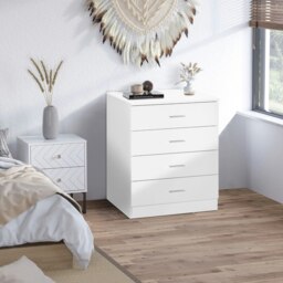 Rackhams Storage Cabinet Vertical Drawer Chest of 4 w/ Metal Rails Anti-Tip - thumbnail 1