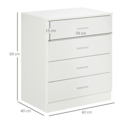 Rackhams Storage Cabinet Vertical Drawer Chest of 4 w/ Metal Rails Anti-Tip - thumbnail 3