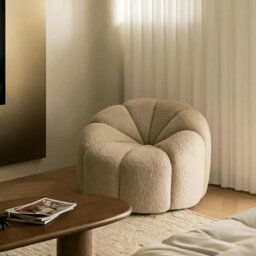 Rackhams Grace Pumpkin Armchair, White Boucle - White - Armchair+Stool - thumbnail 2