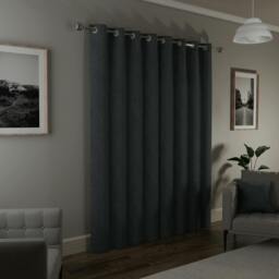 "Rackhams Blue Textured Basketweave 100% Blackout Curtains - Thermal/Energy Saving Pair with Eyelets For Living Room & Bedrooms - 66"" (168cm) Width x 72"" (183cm) Drop" - thumbnail 5