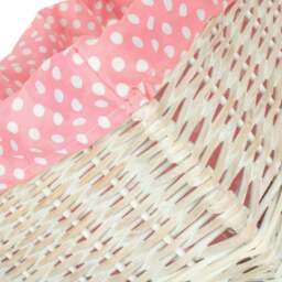 Rackhams Pink Spotty Lined Wicker Storage Basket - Large - thumbnail 6