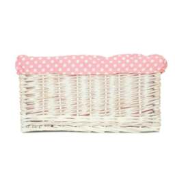 Rackhams Pink Spotty Lined Wicker Storage Basket - Large - thumbnail 5