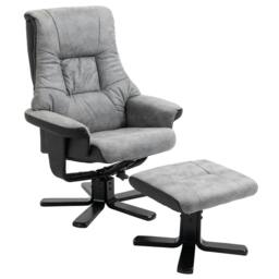 Rackhams Fabric Recliner Sofa Armchair with footstool Swivel Sofa Grey - thumbnail 1