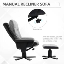 Rackhams Fabric Recliner Sofa Armchair with footstool Swivel Sofa Grey - thumbnail 6