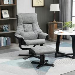 Rackhams Fabric Recliner Sofa Armchair with footstool Swivel Sofa Grey - thumbnail 2