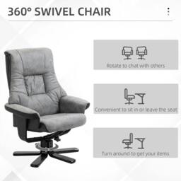 Rackhams Fabric Recliner Sofa Armchair with footstool Swivel Sofa Grey - thumbnail 4