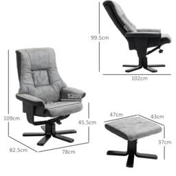 Rackhams Fabric Recliner Sofa Armchair with footstool Swivel Sofa Grey - thumbnail 3