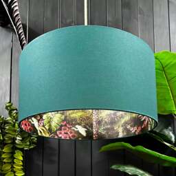 "Rackhams Forest Flight of The Cranes Silhouette Lampshades In Hunter Cotton - Ceiling Pendant / Arc Lamp - 45cm diameter x 25cm height / 18"" x 10"""