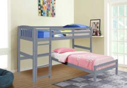 Rackhams 3ft Wooden Combination Bunk Bed In Grey White Or Caramel Bedroom Kids Bedroom - White - thumbnail 5