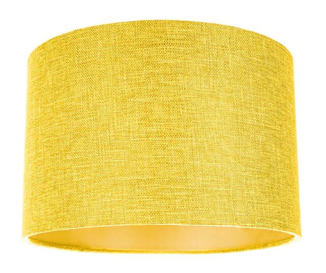 Rackhams Contemporary and Sleek Yellow Plain Linen Fabric Drum Lamp Shade 60w Maximum - image 1