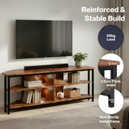 Rackhams TV Stand Cabinet 55 inch Corner TV Unit Wooden with Light Storage Shelves - thumbnail 6