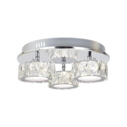 Rackhams Dilan 3 Light Polished Chrome & Crystal LED Flush Ceiling Light - thumbnail 2
