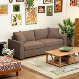 Rackhams 212 cm Upholstered Jumbo Cord Sofa Couch with Spring Cushion, Coffee - Cream white - thumbnail 3