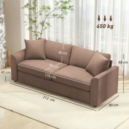 Rackhams 212 cm Upholstered Jumbo Cord Sofa Couch with Spring Cushion, Coffee - Cream white - thumbnail 6