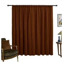 Rackhams Chenille Lined Pencil Pleat Curtains - Rust - 137cm x 229cm - Rust - 100% Polyester - thumbnail 3