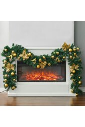 Rackhams LED Light String Berry Ball Flower Garland Christmas Decor - Green - thumbnail 1