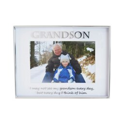 Rackhams Contemporary Silver Plated Metal Grandson 4x6 Picture Frame for Wall or Table - thumbnail 3
