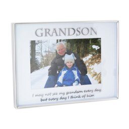 Rackhams Contemporary Silver Plated Metal Grandson 4x6 Picture Frame for Wall or Table