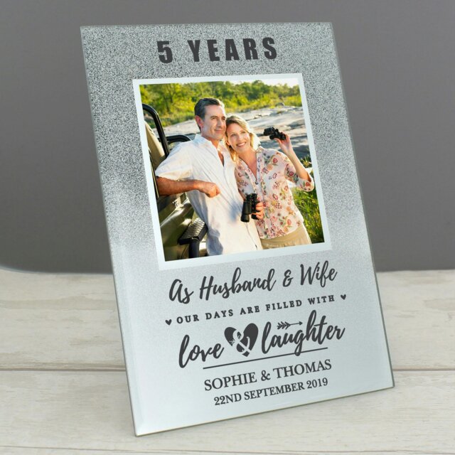 Rackhams Personalised Anniversary 4x4 Glitter Glass Photo Frame - image 1