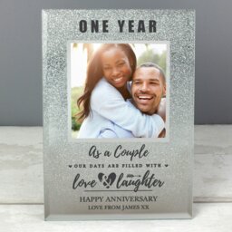 Rackhams Personalised Anniversary 4x4 Glitter Glass Photo Frame - thumbnail 4