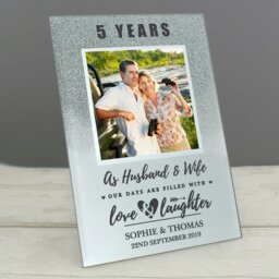 Rackhams Personalised Anniversary 4x4 Glitter Glass Photo Frame