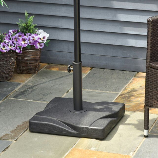Rackhams 20kg Square Parasol Base Outdoor Garden Cement Umbrella Weight Stand Holder, Fits Φ32mm,Φ38mm,Φ48mm Pole - Black - image 1