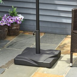 Rackhams 20kg Square Parasol Base Outdoor Garden Cement Umbrella Weight Stand Holder, Fits Φ32mm,Φ38mm,Φ48mm Pole - Black
