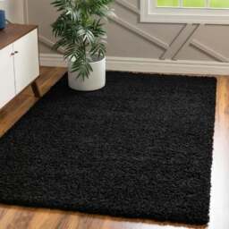 Rackhams Washable Black Shaggy Rug - 60X100 cm - thumbnail 2