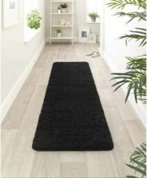 Rackhams Washable Black Shaggy Rug - 60X100 cm - thumbnail 4