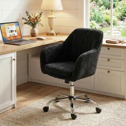 Rackhams Modern Makeup Vanity Chair with Tub Back for Bedroom, Black