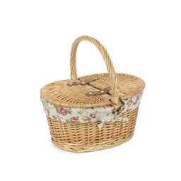Rackhams Childs Oval Lined Lidded Wicker Basket with Lining - thumbnail 2