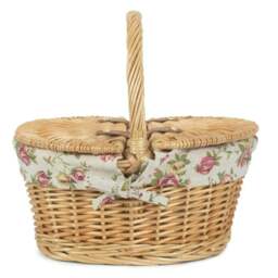 Rackhams Childs Oval Lined Lidded Wicker Basket with Lining - thumbnail 1