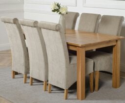 Rackhams Oslo 180 x 90cm Large Oak Dining Set with Montana Fabric Chairs - 8 chairs - Beige - thumbnail 5