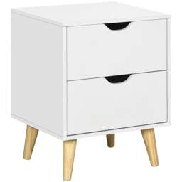 Rackhams Dodomi Suke White Bedside Table With 2 Drawers And Natural Wood Legs - thumbnail 2