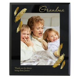 Rackhams Personalised Golden Feather 5x7 Black Glass Photo Frame - thumbnail 2