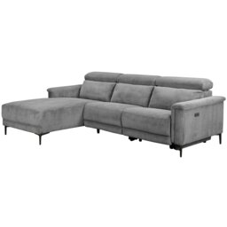 Rackhams Lund 3‑Seater Electric Recliner Sofa (Grey Corduroy) - Grey - thumbnail 1