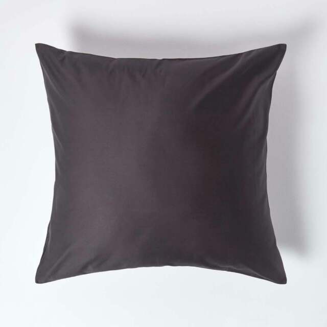 Rackhams Premium 1000 TC Egyptian Cotton Sateen Weave Pillowcase, European Size - Dark Charcoal Grey - 80 x 80 cm - image 1