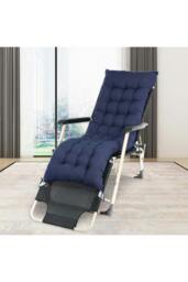 Rackhams 160x50cm Dark Blue Outdoor Sun Lounger Cushion with Slip-Over Back & Side Tie Straps - Dark Blue - One Size - thumbnail 2