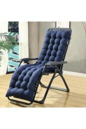 Rackhams 160x50cm Dark Blue Outdoor Sun Lounger Cushion with Slip-Over Back & Side Tie Straps - Dark Blue - One Size