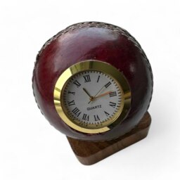 Rackhams - Quartz Cricket Ball Clock - Unique Sporting Design - Durable Leather & Brass - Precise Timekeeping - Red, One Size, Wood - thumbnail 2