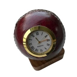 Rackhams - Quartz Cricket Ball Clock - Unique Sporting Design - Durable Leather & Brass - Precise Timekeeping - Red, One Size, Wood - thumbnail 1