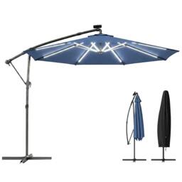 Rackhams 3 m Garden Cantilever Parasol with Solar Light, Rotation - Cantilever Garden Parasol - Wine Red - 300 x 300 x 235 cm - thumbnail 3