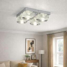 Rackhams Liana Polished Chrome Square LED Flush Ceiling Light - thumbnail 1