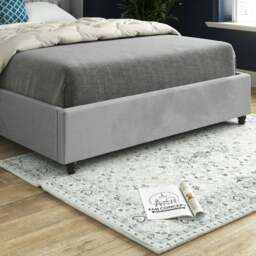 Rackhams Volta Straight Winged Upholstered Soft Velvet Bed Frame - Grey - Grey - Super king - thumbnail 3