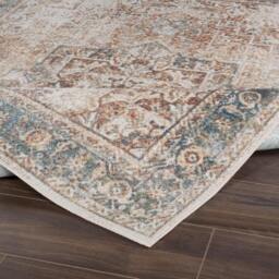 Rackhams Lillian-Washable Brown Blue Traditional Vintage Boho Rug - 200cm_diameter - thumbnail 5
