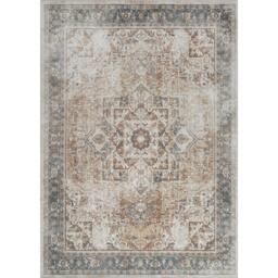 Rackhams Lillian-Washable Brown Blue Traditional Vintage Boho Rug - 200cm_diameter - thumbnail 3